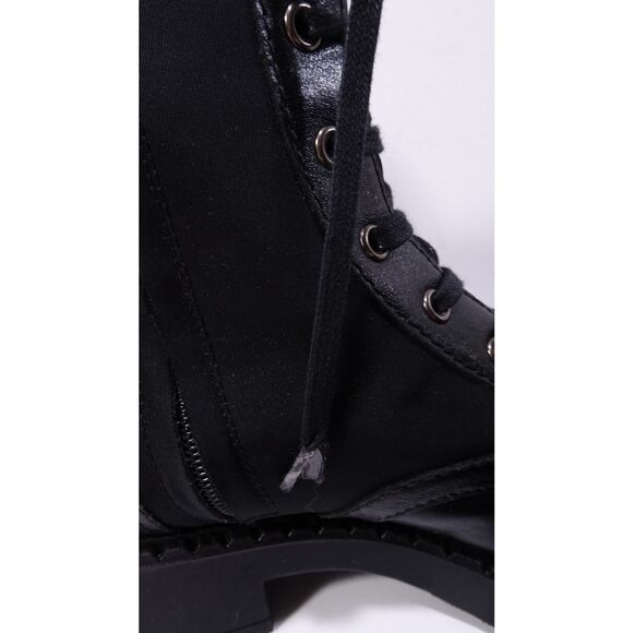 Theory Women's Laced Boot Combat Nylon Leather Booites Black NIB 598 Sz 40 - Picture 12 of 16